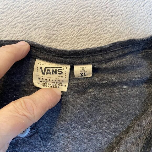 Vans Mens Henley Shirt XL Gray Heather Heritage Cotton Blend Casual - Picture 9 of 14